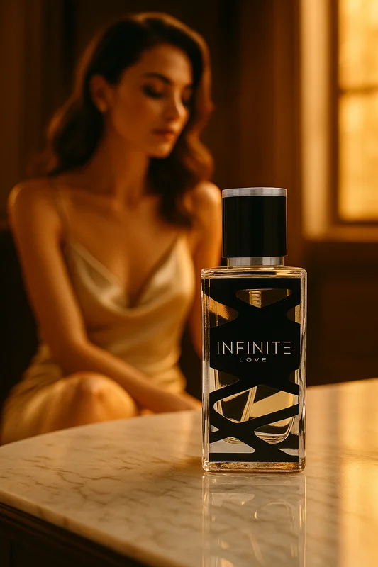 Luxuriöse Duftflakon Präsentation: Infinite Love Parfum Dupes mit hochwertiger Verpackung